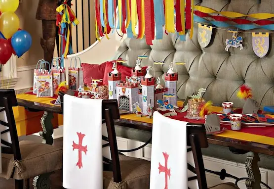 fotografía de decoración fiesta temática medieval infantil