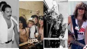 Collage de fotos con varios artistas de los 80